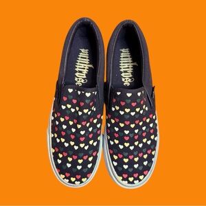 Punkrose brown heart slip ons